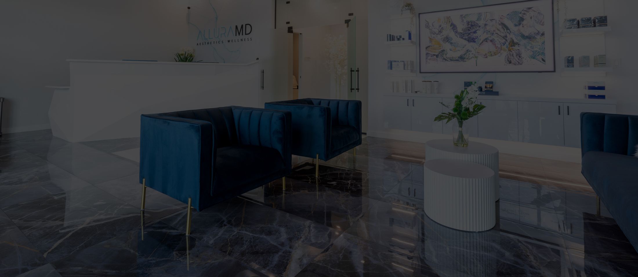 Modern aesthetics wellness clinic interior design.