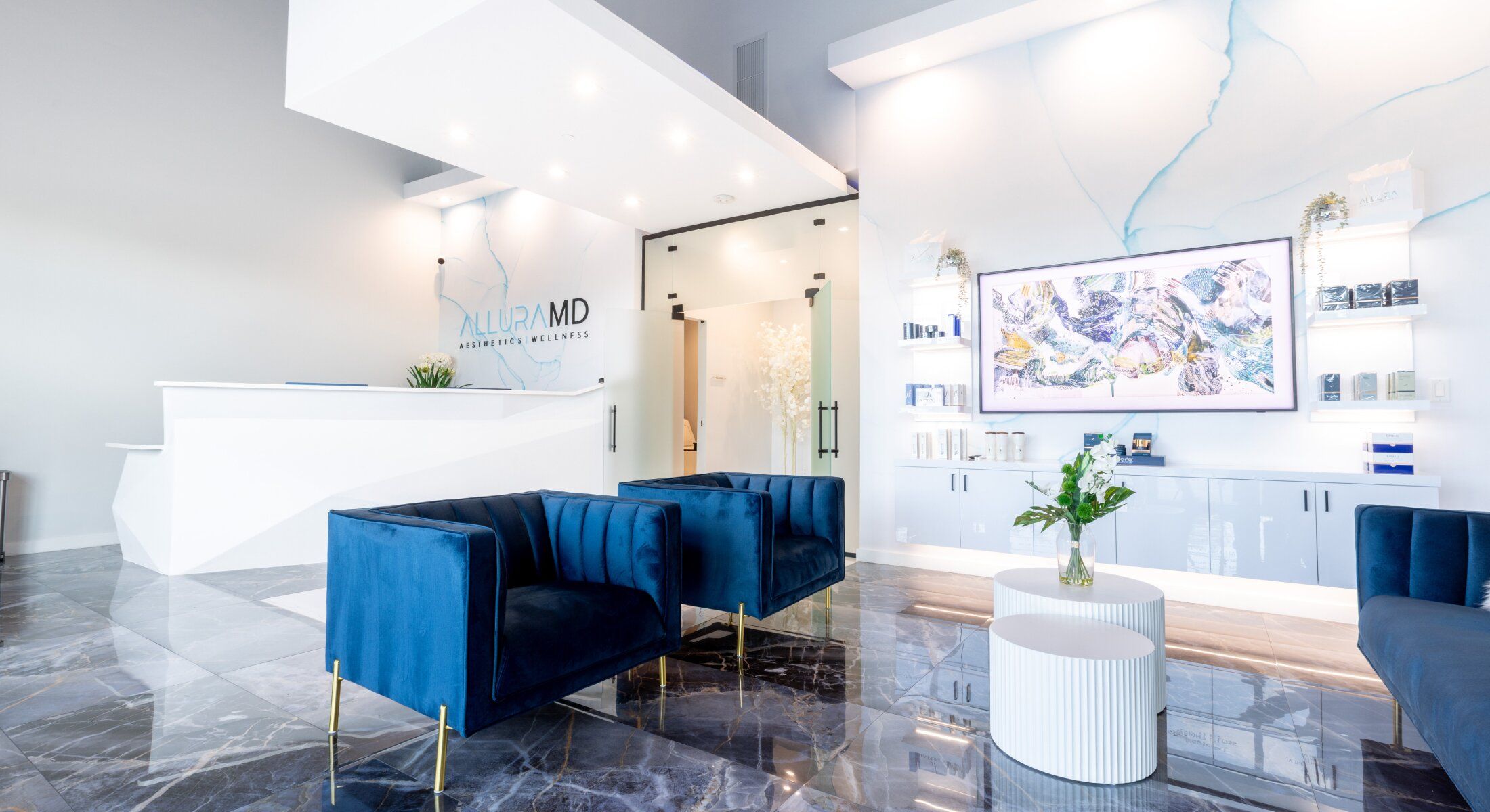 alluramd med spa waiting area and reception